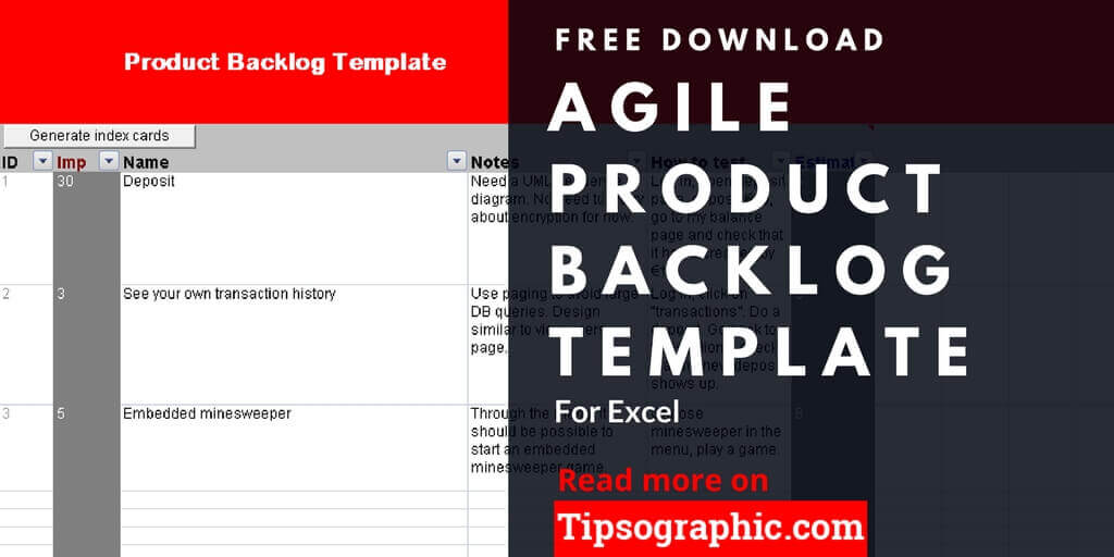 Agile Product Backlog Template for Excel, Free Download Tipsographic