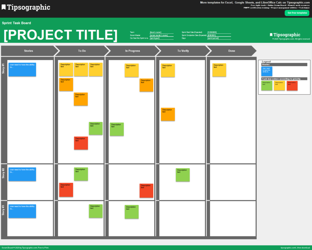 Scrum Board Template For Excel Free Download Free Download