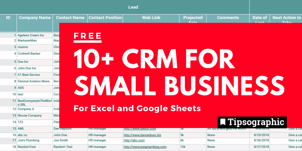 12 Free CRM for Small Business, Excel and Google Sheets Free Download