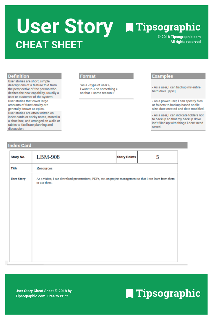 FREE DOWNLOAD > User Story Cheat Sheet With Regard To Agile Story Card Template