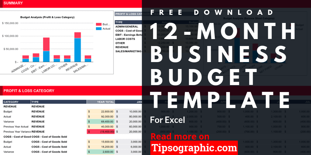 FREE DOWNLOAD > 12-Month Business Budget Template for Excel, Free Download