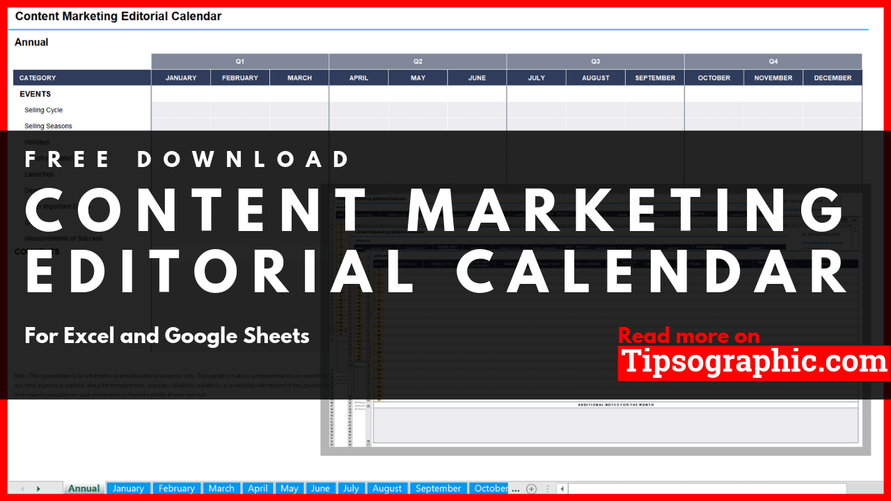 2021 editorial calendar Content Marketing Editorial Calendar Template For Excel Free Download Tipsographic 2021 editorial calendar