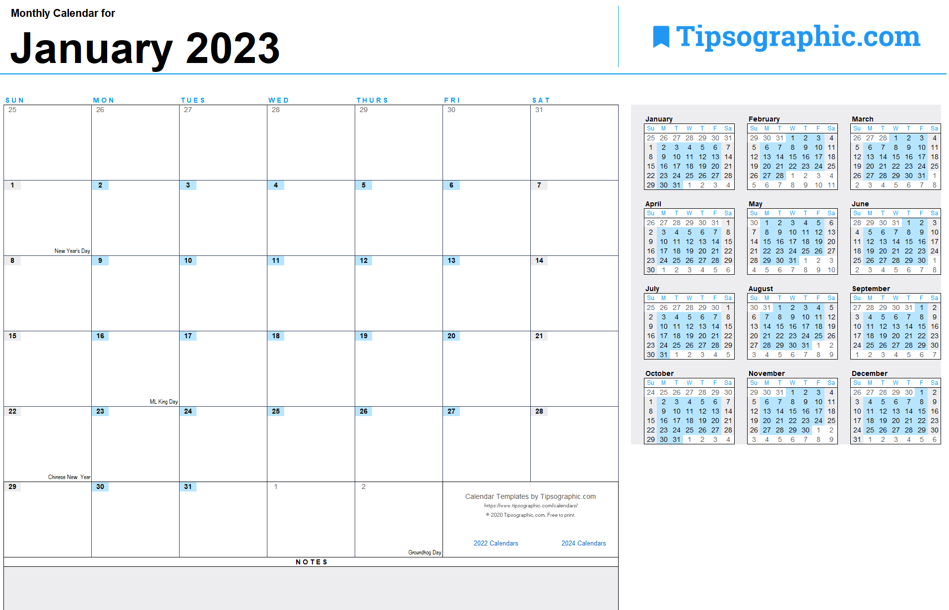 2023 calendar template 85 x 11 inches vertical year at a etsy - 2023 ...