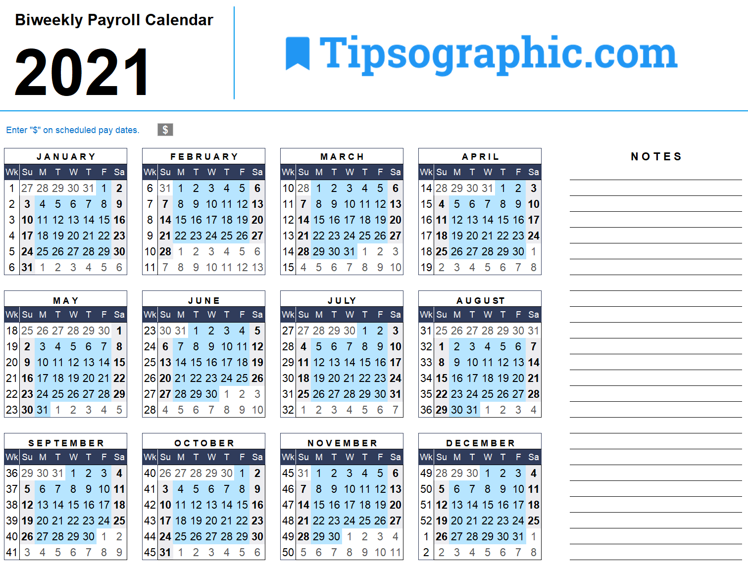 Paycheck Calendar 2022 Free Download > Download The 2021 Biweekly Payroll Calendar