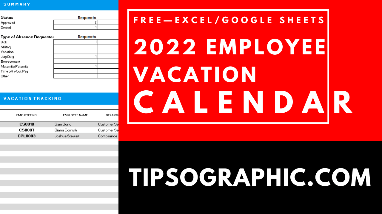 Download the 2022 Employee Vacation Calendar with Tracker | Tipsographic