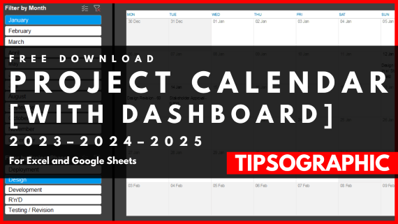 project calendar template excel 2023 project management calendar google sheets template free 2025 project calendar excel dashboard 2024 xls printable xlsx tipsographic stefania galatolo
