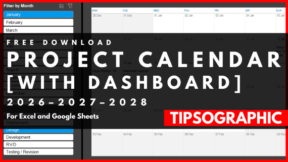 project calendar template excel 2026 project management calendar google sheets template free 2028 project calendar excel dashboard 2027 xls printable xlsx tipsographic stefania galatolo